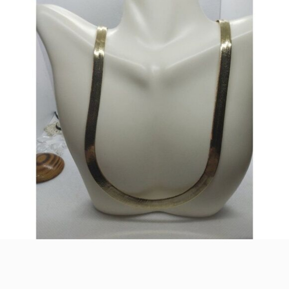 18kt stamped gold Bonded Thick herringbone chain necklace masculine or feminine